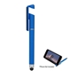 aerial view a blue stylus pen with phone stand and screen cleaner, image 1 of 5