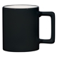 aerial view a black with white inside promotional personalized 11 oz the joe coffee mug ceramic, image 1 of 2