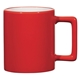 aerial view a red with white inside promotional personalized 11 oz the joe coffee mug ceramic, image 1 of 2