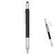 aerial view a black with silver trim screwdriver pen with stylus, image 1 of 3