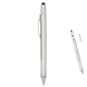 aerial view a silver with silver trim screwdriver pen with stylus, image 1 of 3