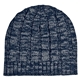 aerial view a navy knit beanie cap, image 1 of 2