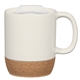 aerial view a white 14 oz botttom cork base ceramic mug, image 1 of 2