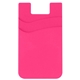 aerial view a pink dual pocket silicone phone wallet, image 1 of 2