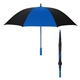 aerial view a black with royal blue accents 60 arc splash of color golf umbrella, image 1 of 2