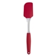 aerial view a red bpa free silicone spatula with matching grip, image 1 of 2