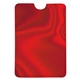 aerial view a red rfid data blocking phone card sleeve, image 1 of 2