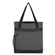 aerial view a gray with black trim hidden zipper outing tote bag, image 1 of 4