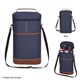 aerial view a navy with brown double wine cooler bag, image 1 of 2