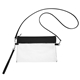 aerial view a clear with black trim game day clear zippered wristlet pouch, image 1 of 2