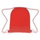 aerial view a red with white dots connect the dots non - woven drawstring bag, image 1 of 2