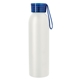 aerial view a white bottle & blue lid 22 oz darby recycled aluminum bottle, image 1 of 4