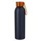 aerial view a matte black bottle & orange lid 22 oz darby recycled aluminum bottle, image 1 of 4