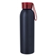 aerial view a matte black bottle & red lid 22 oz darby recycled aluminum bottle, image 1 of 4