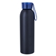 aerial view a matte black bottle & blue lid 22 oz darby recycled aluminum bottle, image 1 of 4