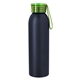 aerial view a matte black bottle & lime green lid 22 oz darby recycled aluminum bottle, image 1 of 4