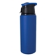 aerial view a blue 24 oz velvet touch aluminum bottle, image 1 of 2
