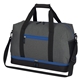 aerial view a gray with royal blue polyester tribeca duffel bag, image 1 of 5