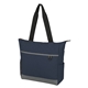 aerial view a navy with gray accent carter quilted tote bag, image 1 of 5