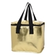 aerial view a metallic gold major metallic cooler bag, image 1 of 3