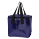 aerial view a metallic blue major metallic cooler bag, image 1 of 2