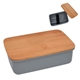 aerial view a gray harvest lunch set with bamboo lid, image 1 of 2