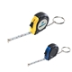 a group of rubber keychain tape measure with laminated label