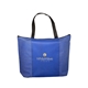 aerial view a blue-reflex tonal non - woven zipper trade show tote bag with zipper, image 1 of 2