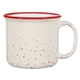 aerial view a white with red 15 oz blaze campfire mug, image 1 of 2