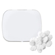 aerial view a white domed tin with dollar sign shaped mints, image 1 of 3