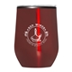 aerial view a red 12 oz budget stemless wine tumbler with lid, image 1 of 2