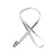 aerial view a white 1/2 silkscreened flat lanyard w / bulldog clip, image 1 of 2