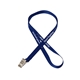 aerial view a navy blue 1/2 silkscreened flat lanyard w / bulldog clip, image 1 of 2