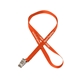 aerial view a orange 1/2 silkscreened flat lanyard w / bulldog clip, image 1 of 2
