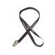 aerial view a dark gray 1/2 silkscreened flat lanyard w / bulldog clip, image 1 of 2