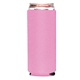 aerial view a pink slim foam silkscreened can cooler, image 1 of 2