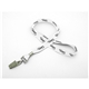 aerial view a white 5/8 silkscreened flat lanyard w / bulldog clip, image 1 of 2