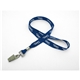 aerial view a royal blue 5/8 silkscreened flat lanyard w / bulldog clip, image 1 of 2