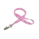 aerial view a light pink 5/8 silkscreened flat lanyard w / bulldog clip, image 1 of 2