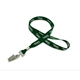 aerial view a forest green 5/8 silkscreened flat lanyard w / bulldog clip, image 1 of 2