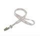 aerial view a light gray 5/8 silkscreened flat lanyard w / bulldog clip, image 1 of 2