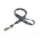 aerial view a dark gray 5/8 silkscreened flat lanyard w / bulldog clip, image 1 of 2