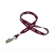 aerial view a burgundy red 5/8 silkscreened flat lanyard w / bulldog clip, image 1 of 2