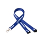 aerial view a royal blue 3/4 silkscreened flat lanyard w / sew on breakaway, image 1 of 2