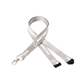 aerial view a light gray 3/4 silkscreened flat lanyard w / sew on breakaway, image 1 of 2