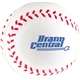 aerial view a white with red threads baseball stress reliever, image 1 of 3
