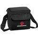 aerial view a black 6- can lunch cooler with peva insulation, image 1 of 5