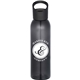 aerial view a translucent black 22 oz tritan single walled sports bottle, image 1 of 2