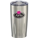 aerial view a silver rocky 20 oz vacuum tumbler, image 1 of 2