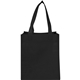 aerial view a black non - woven polypropylene basic grocery tote, image 1 of 6